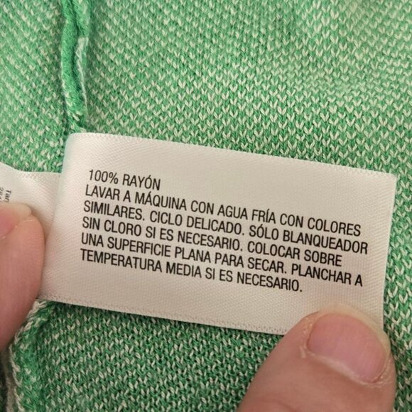 Diane Von Furstenberg XS Green & White Ginko Leaf Wrap Sweater Top Dress - Picture 8 of 8